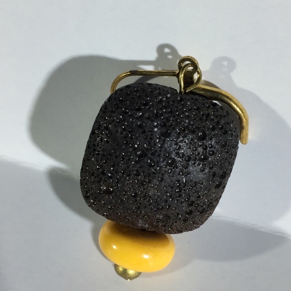 STRONG Lava Rock & Magnesite Stone Dangle Earrings - Picture 3 of 8